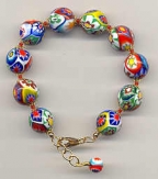 "Fine" Millefiori 14mm Round Bracelet